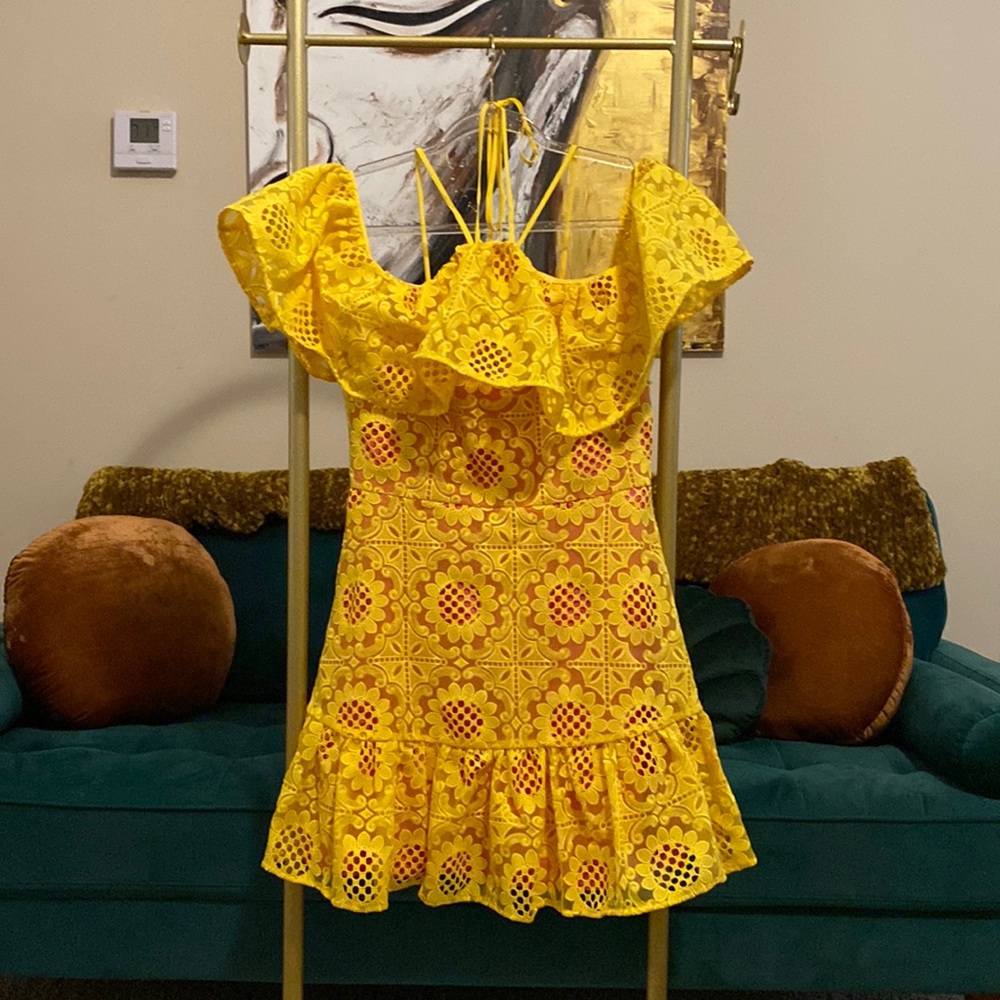 Yellow lace dress